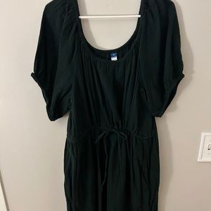 Dark Green Scoop Neck MIDI Dress